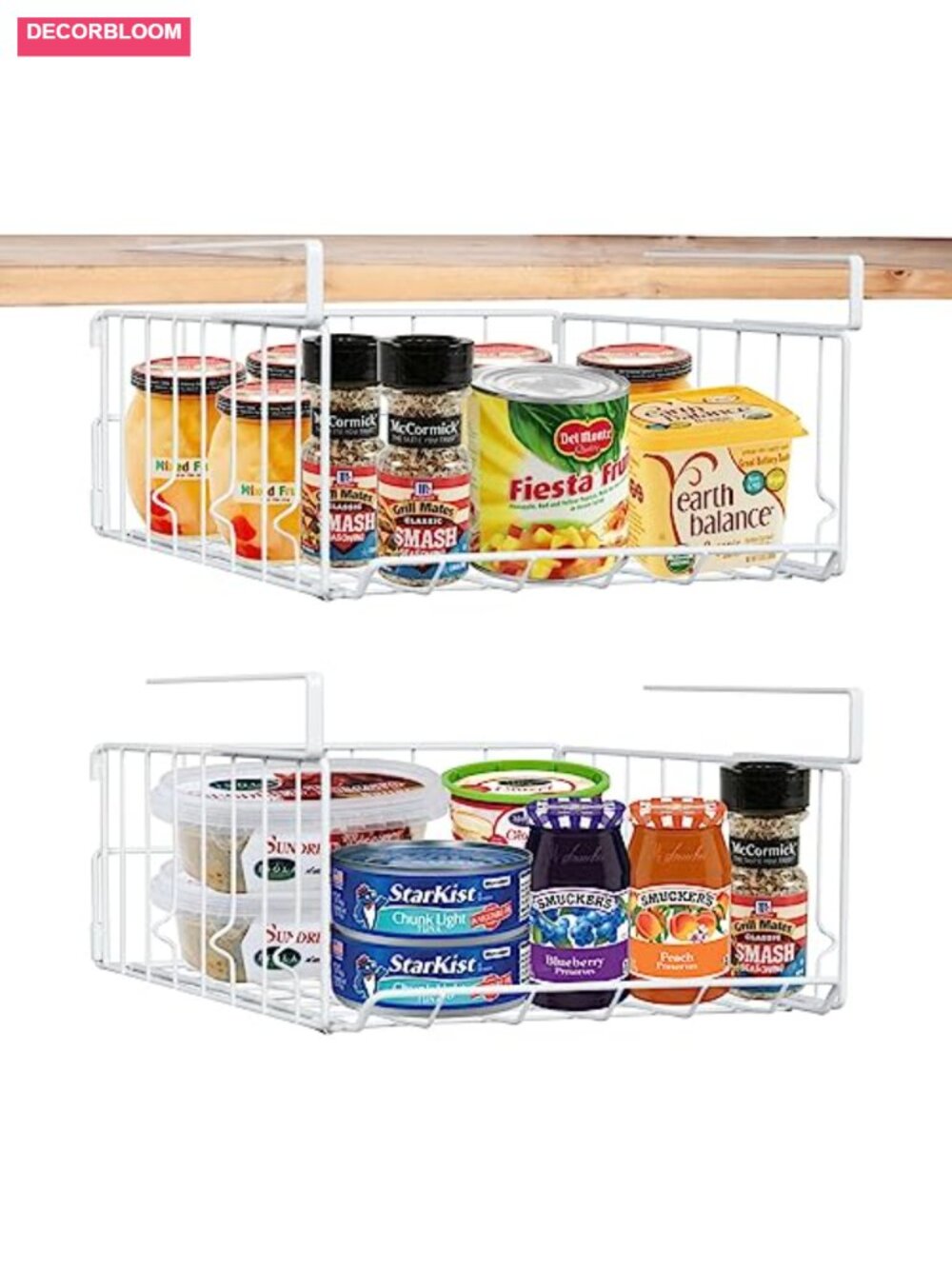 Under Shelf Basket Storage, Steel Hanging Wire Baskets for Kitchen Pantry
